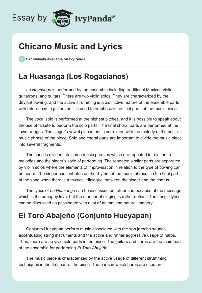 Chicano Music and Lyrics. Page 1