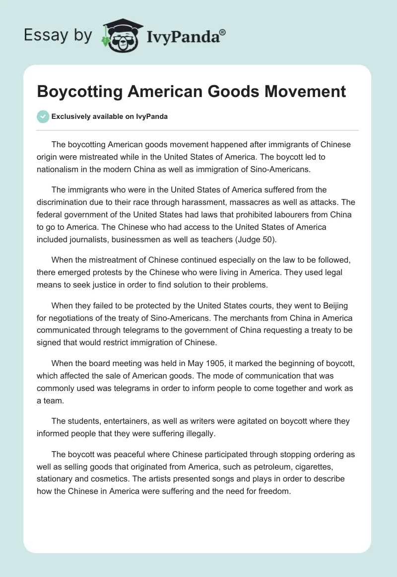 Boycotting American Goods Movement. Page 1