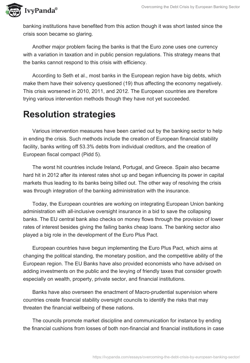 Overcoming the Debt Crisis by European Banking Sector. Page 2