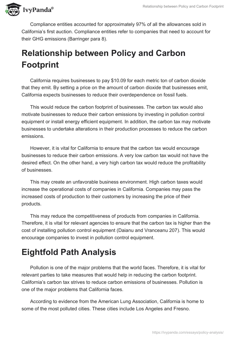 Relationship between Policy and Carbon Footprint. Page 2