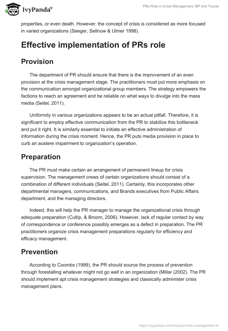 PRs Role in Crisis Management: BP and Toyota. Page 2