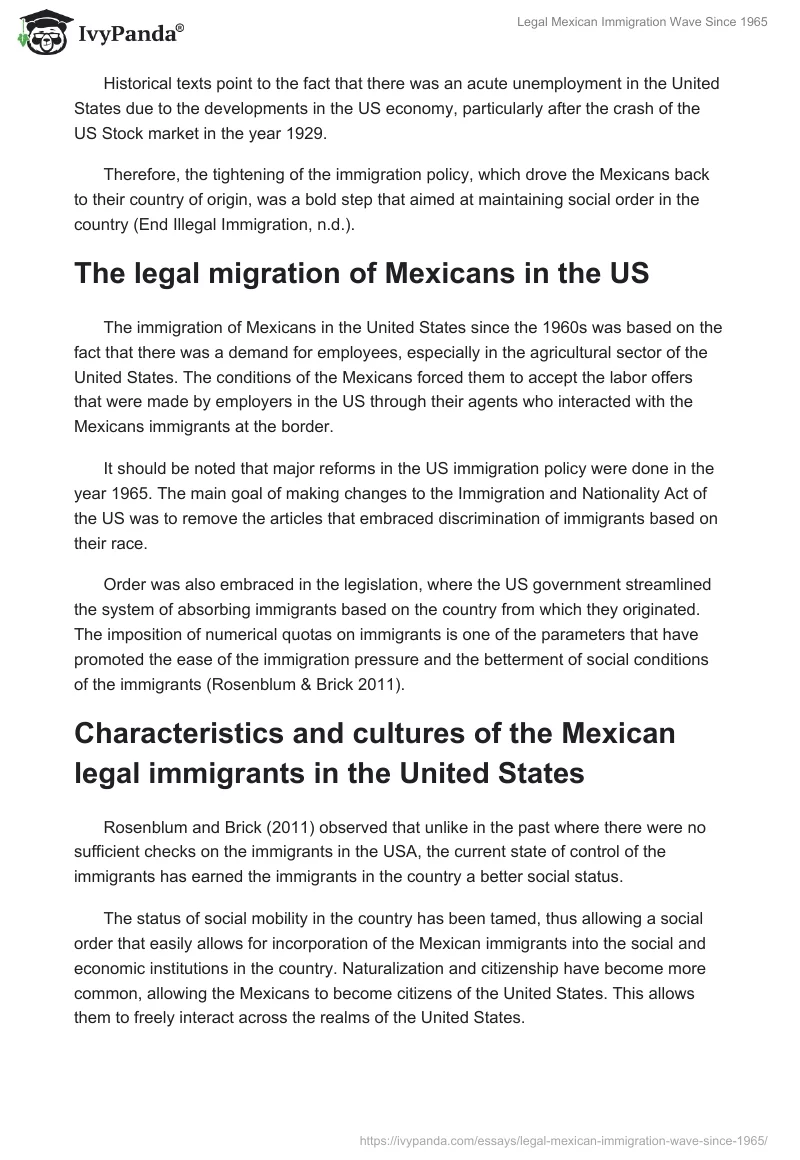 Legal Mexican Immigration Wave Since 1965. Page 3