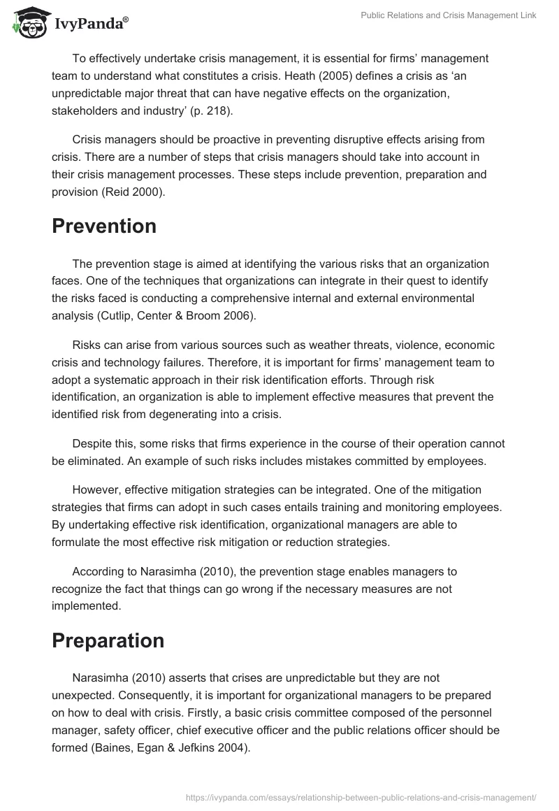 Public Relations and Crisis Management Link. Page 2