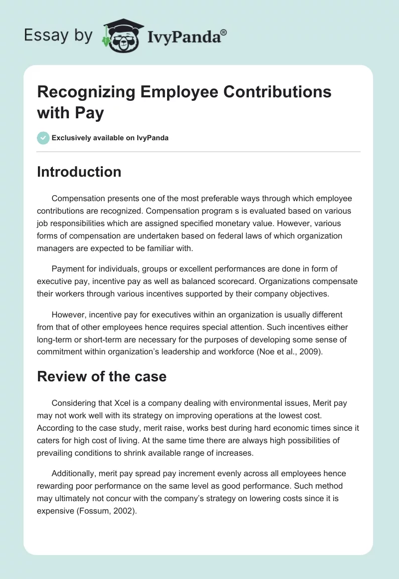 Recognizing Employee Contributions with Pay. Page 1