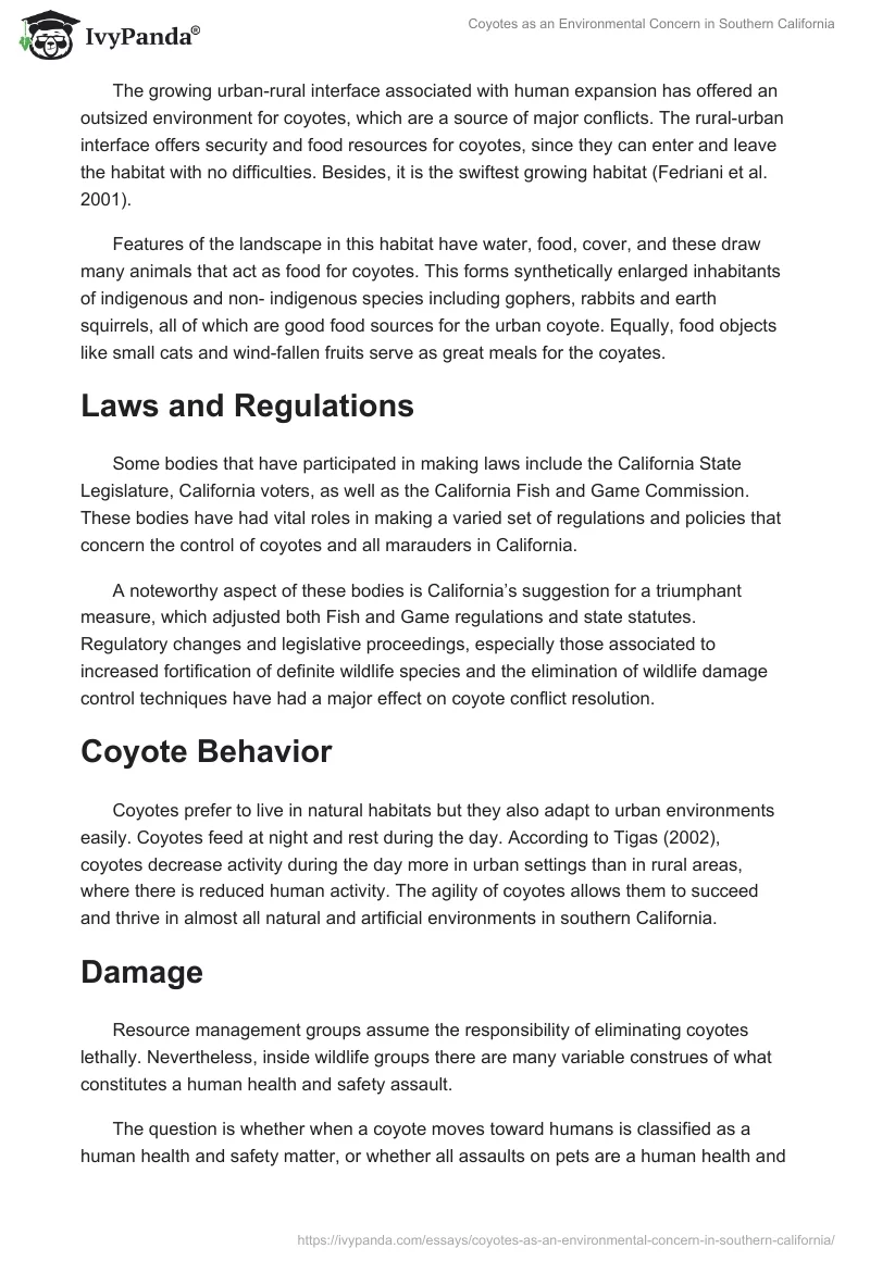 Coyotes as an Environmental Concern in Southern California. Page 3