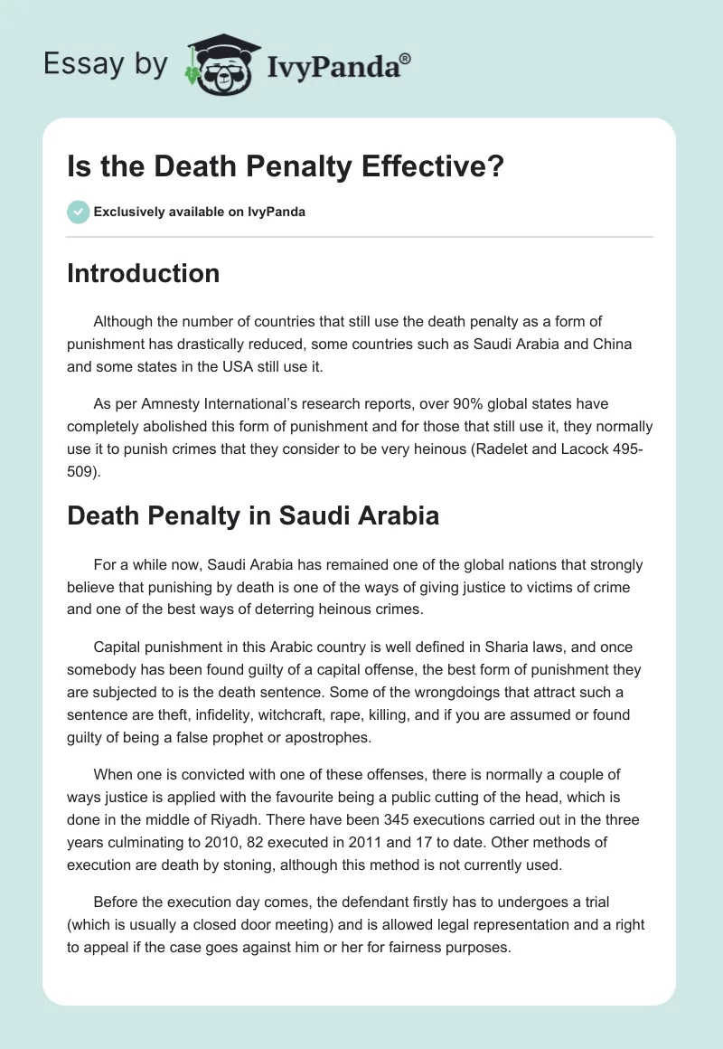 Is the Death Penalty Effective?. Page 1