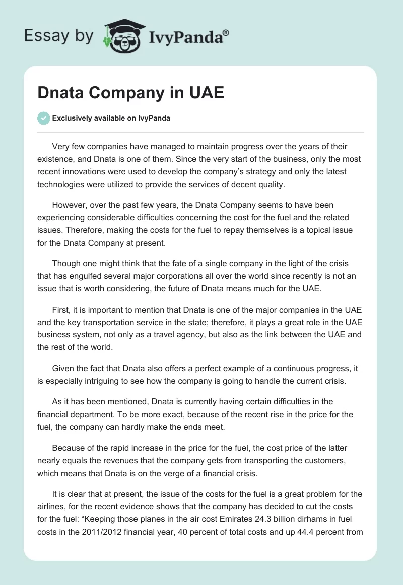 Dnata Company in UAE. Page 1