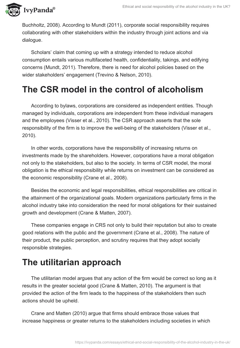 Ethical and Social Responsibility of the Alcohol Industry in the UK?. Page 2