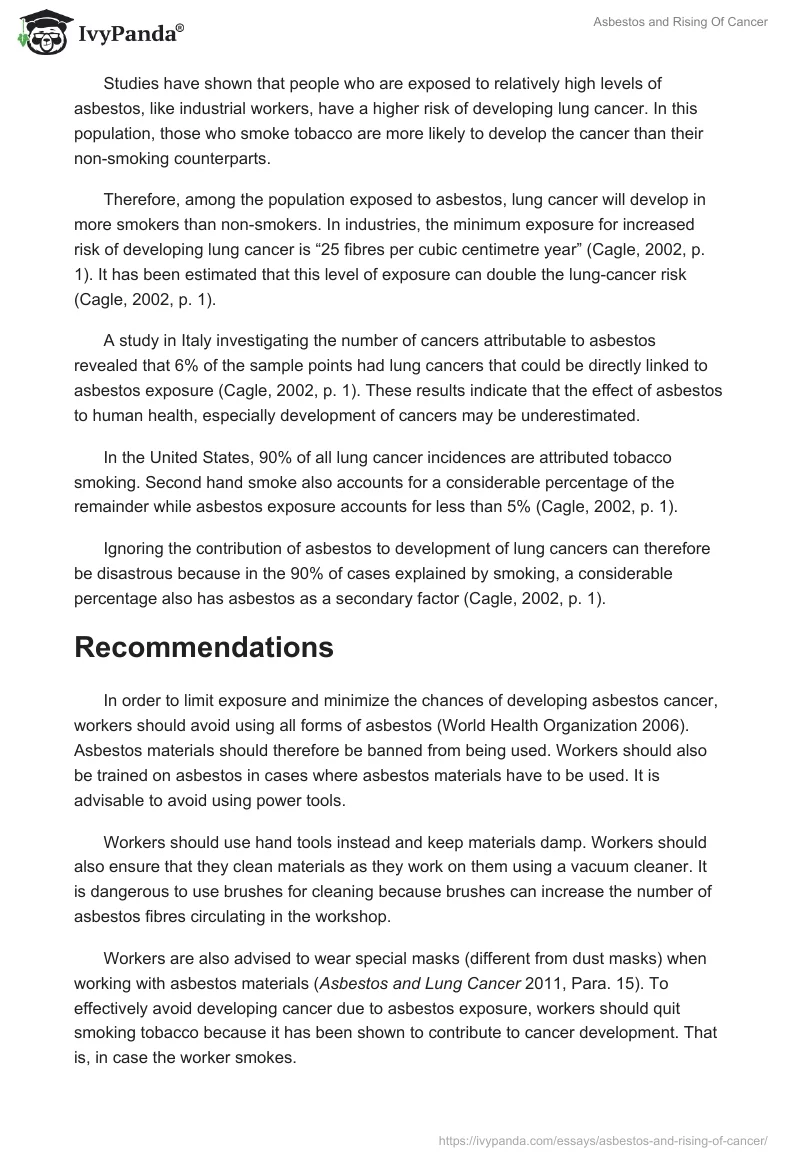 Asbestos and Rising of Cancer. Page 4
