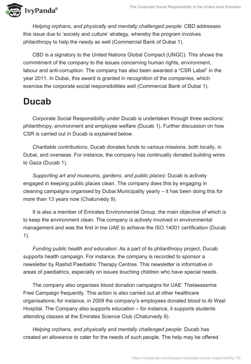 The Corporate Social Responsibility in the United Arab Emirates. Page 2