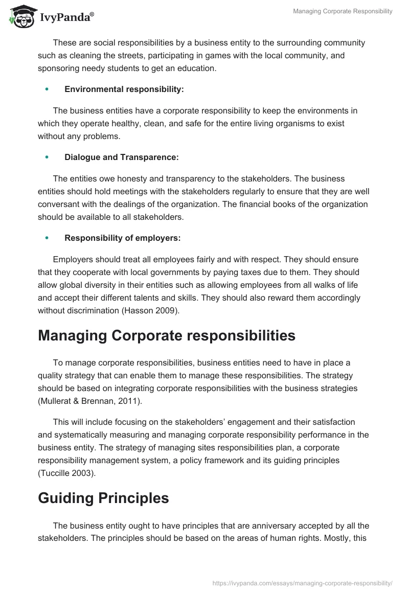Managing Corporate Responsibility. Page 2