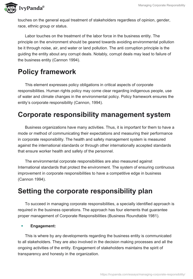 Managing Corporate Responsibility. Page 3