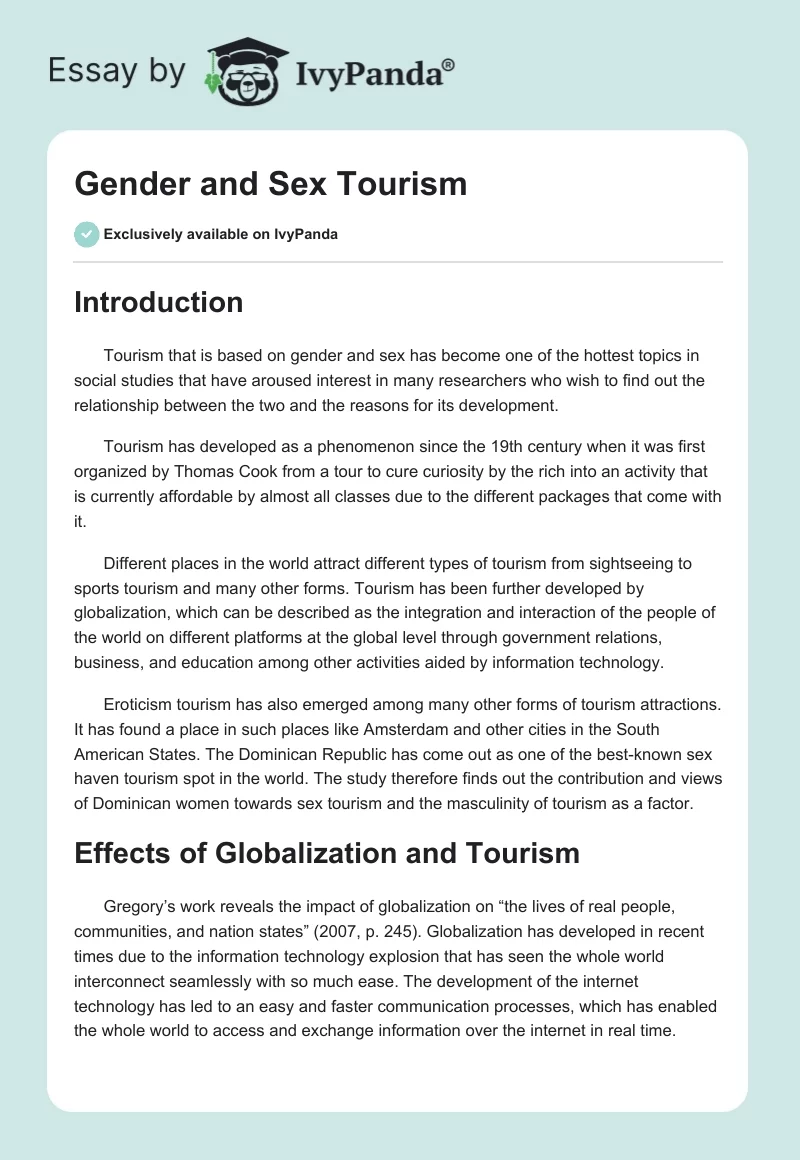 Gender and Sex Tourism. Page 1