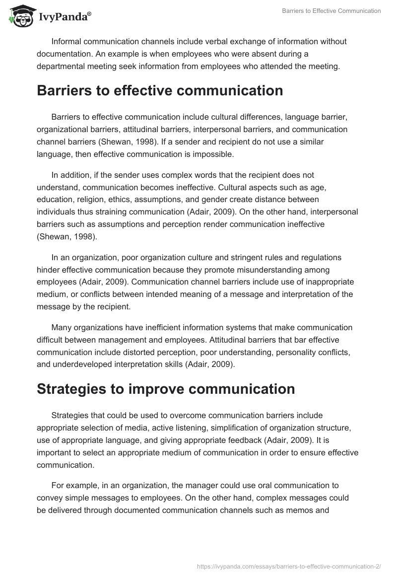 Barriers to Effective Communication. Page 3