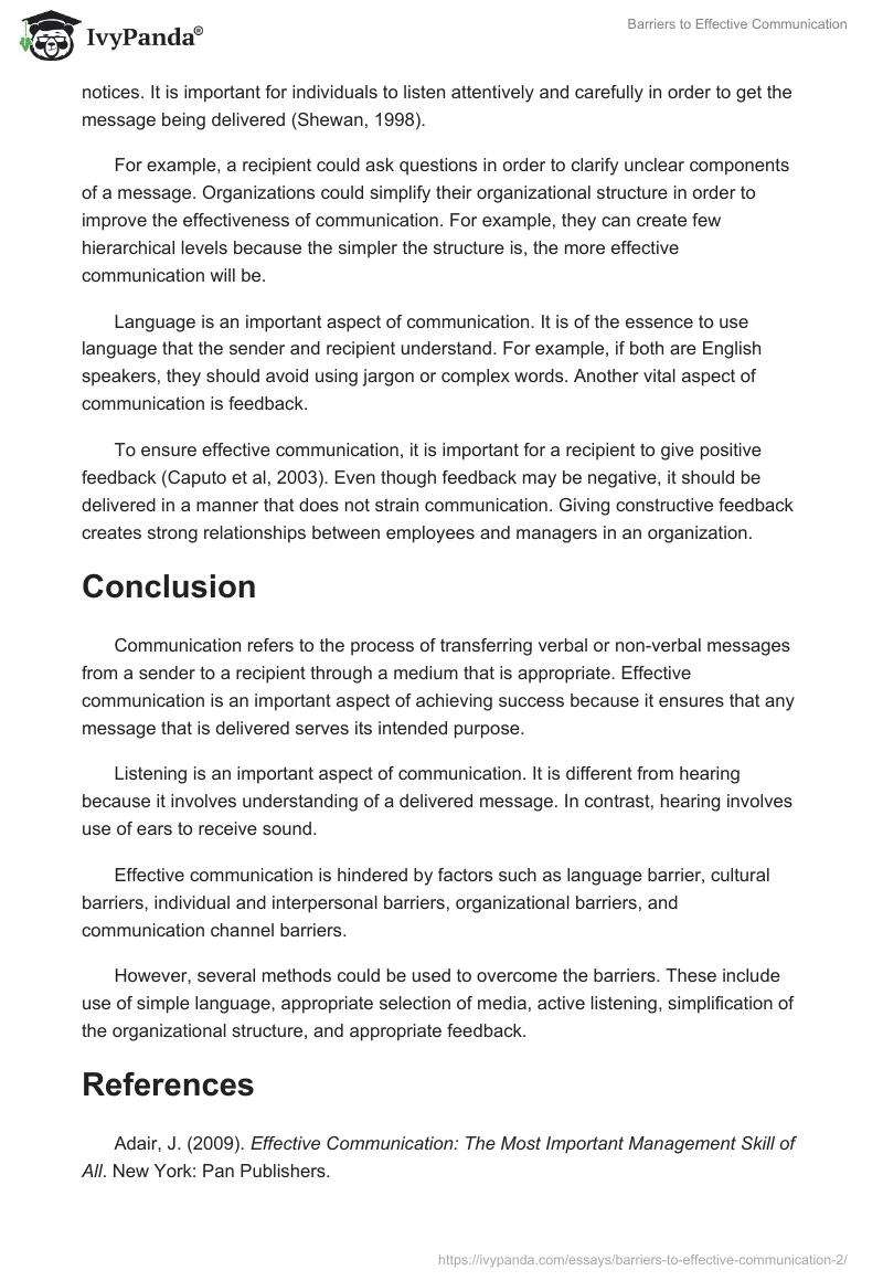 Barriers to Effective Communication. Page 4