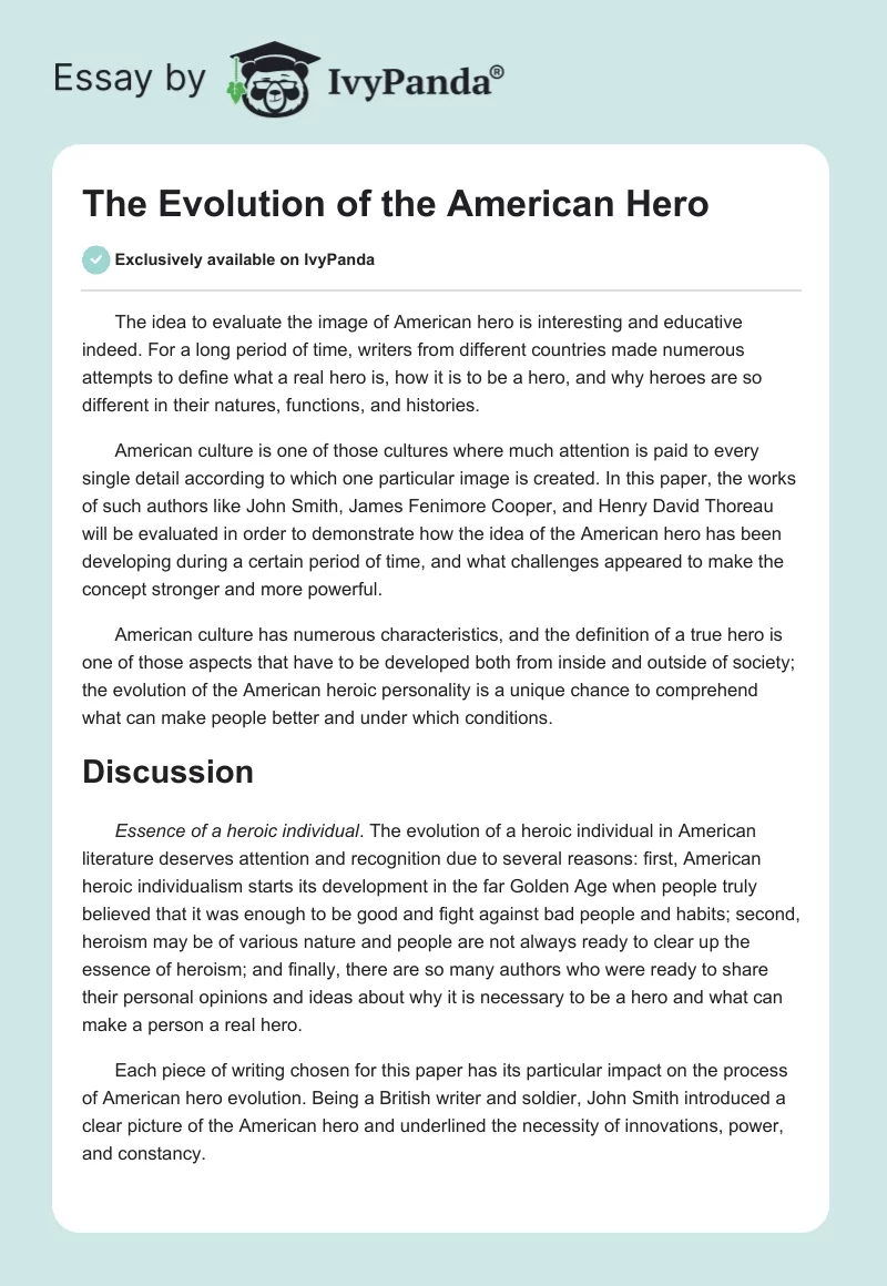 The Evolution of the American Hero. Page 1