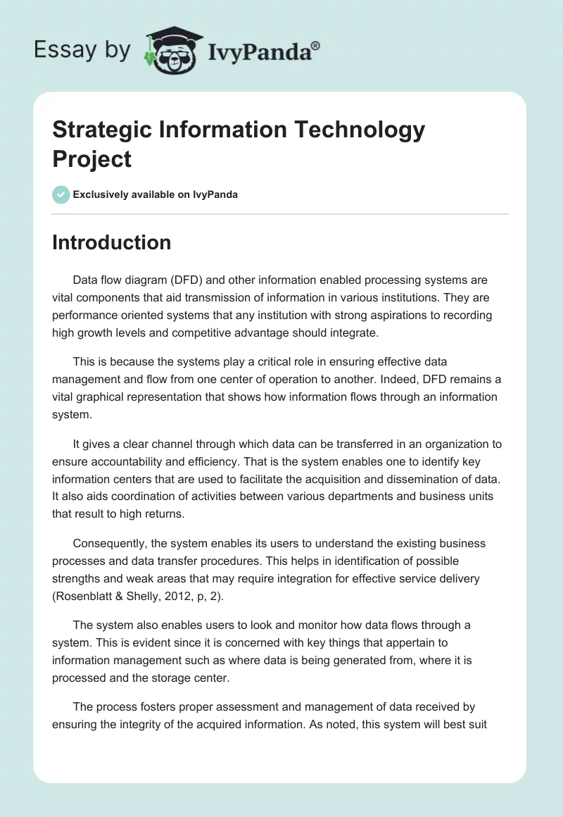 Strategic Information Technology Project. Page 1