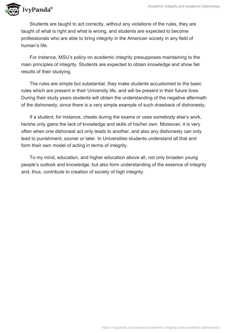 Academic Integrity and Academic Dishonesty. Page 2