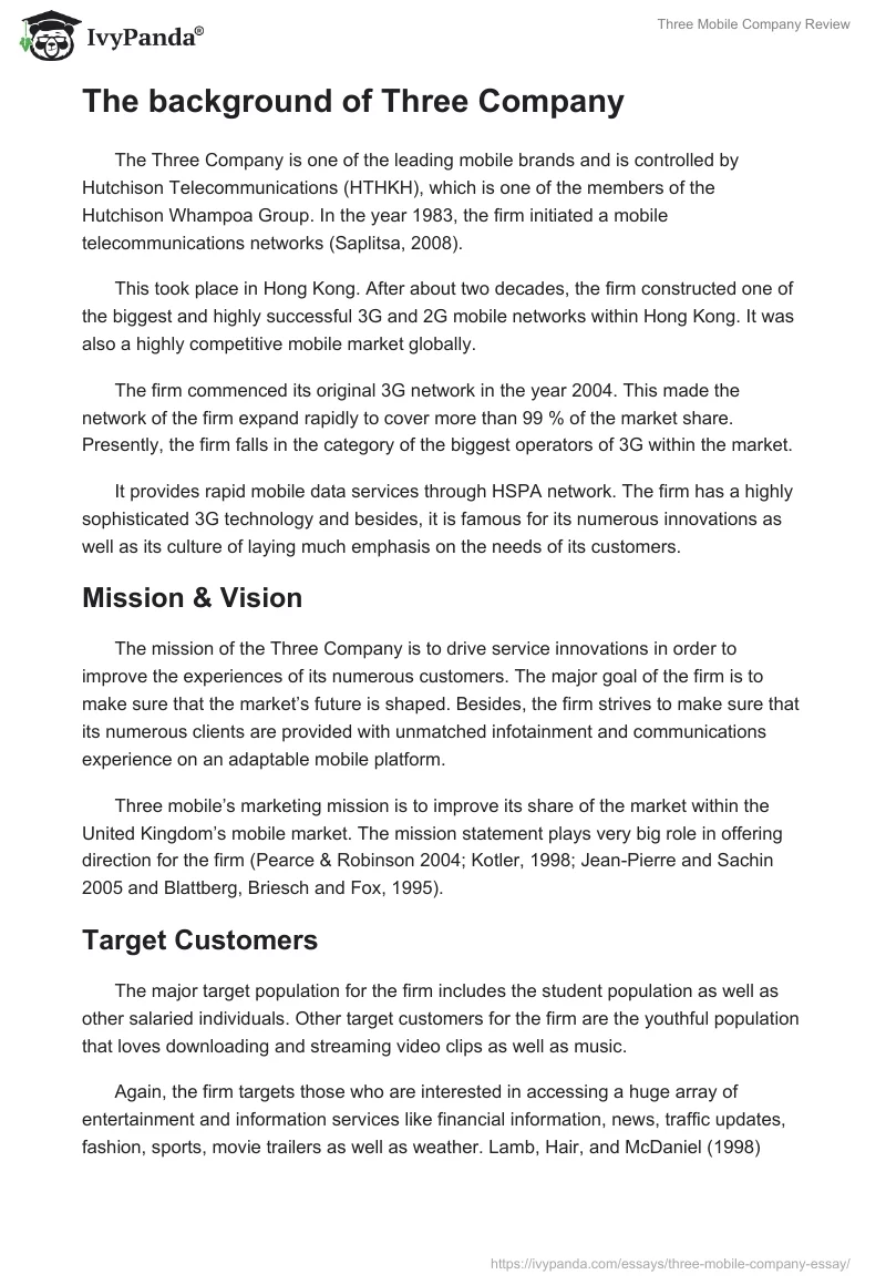 Three Mobile Company Review. Page 2