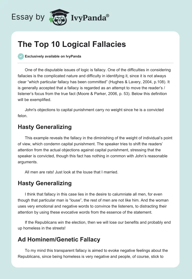 essay on logical fallacies