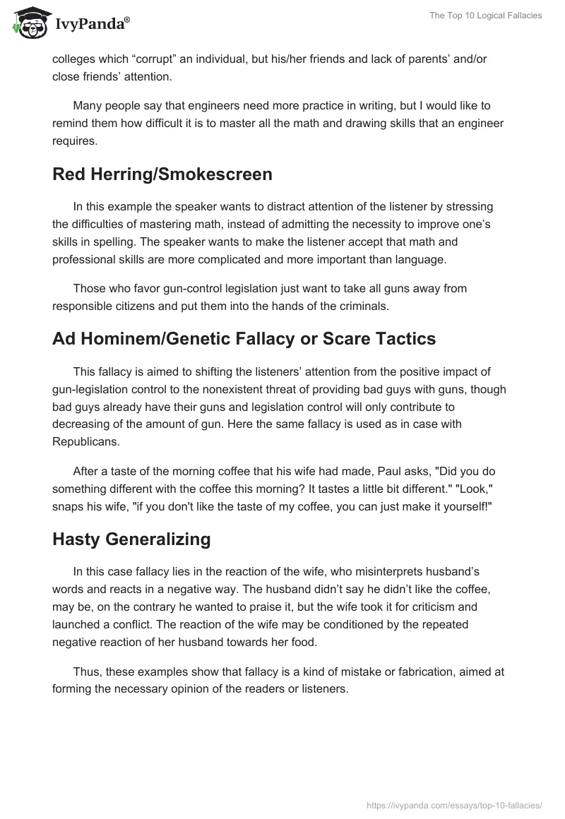 The Top 10 Logical Fallacies. Page 3