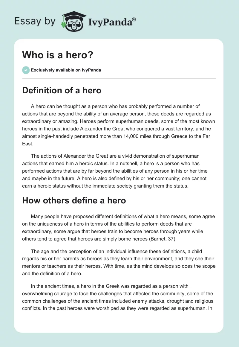 "Who is a hero?". Page 1