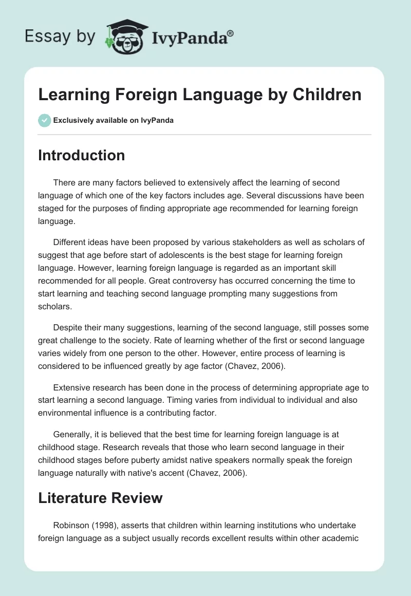 Learning Foreign Language by Children. Page 1