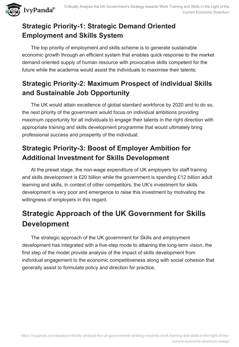 Critically Analyse the UK Government's Strategy towards Work Training and Skills in the Light of the Current Economic Downturn. Page 4