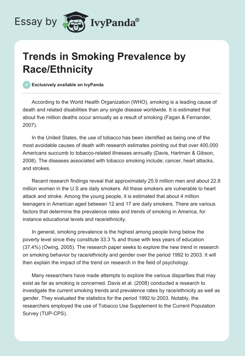 Trends in Smoking Prevalence by Race/Ethnicity. Page 1