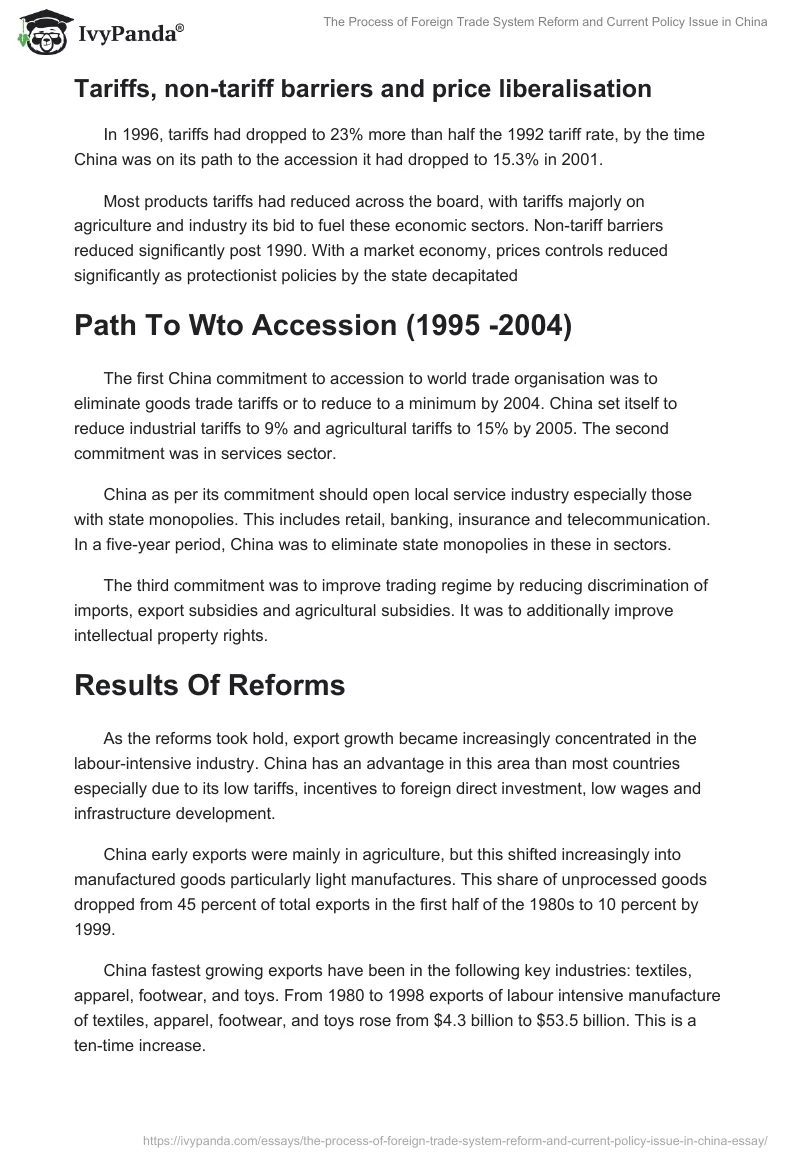 The Process of Foreign Trade System Reform and Current Policy Issue in China. Page 4