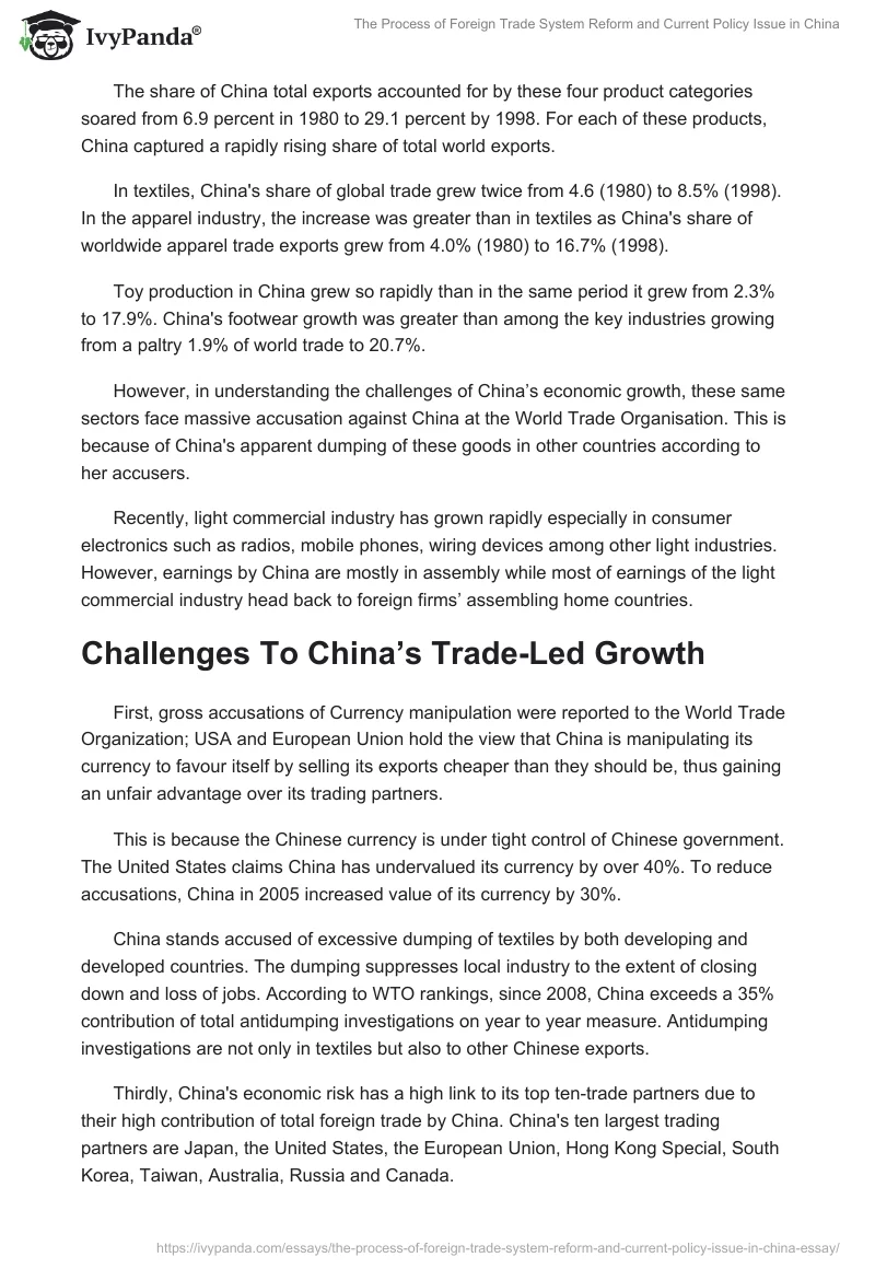 The Process of Foreign Trade System Reform and Current Policy Issue in China. Page 5