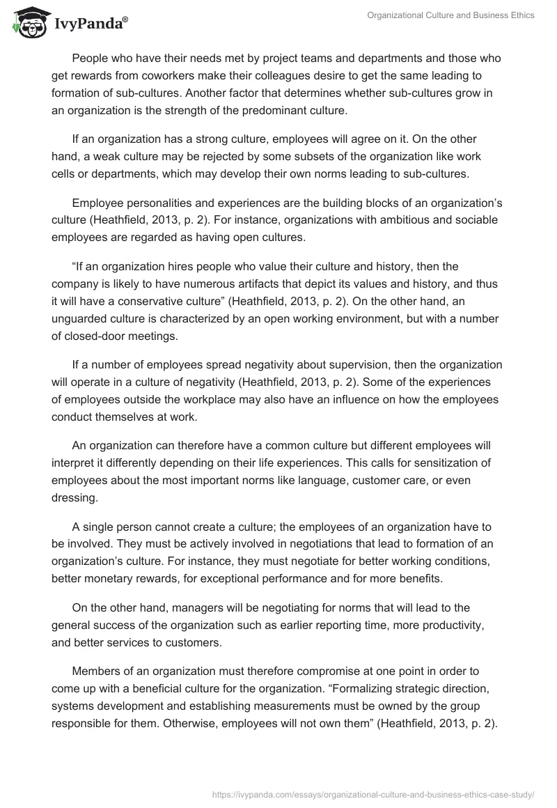 Organizational Culture and Business Ethics. Page 3