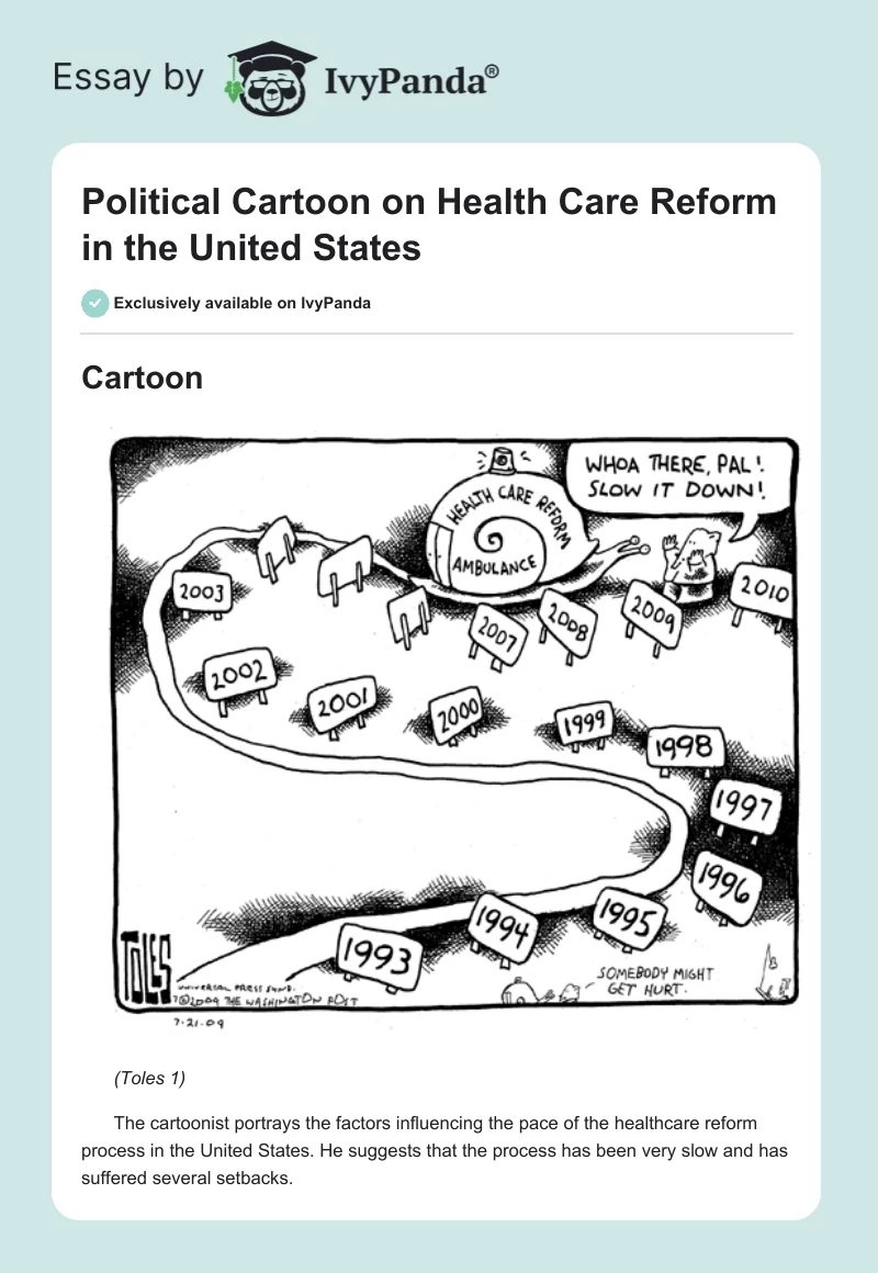 Political Cartoon on Health Care Reform in the United States. Page 1