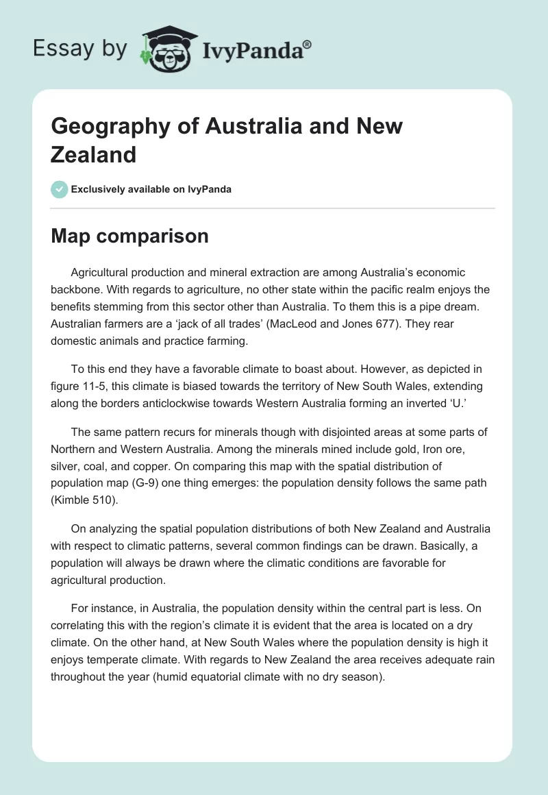 Geography of Australia and New Zealand. Page 1