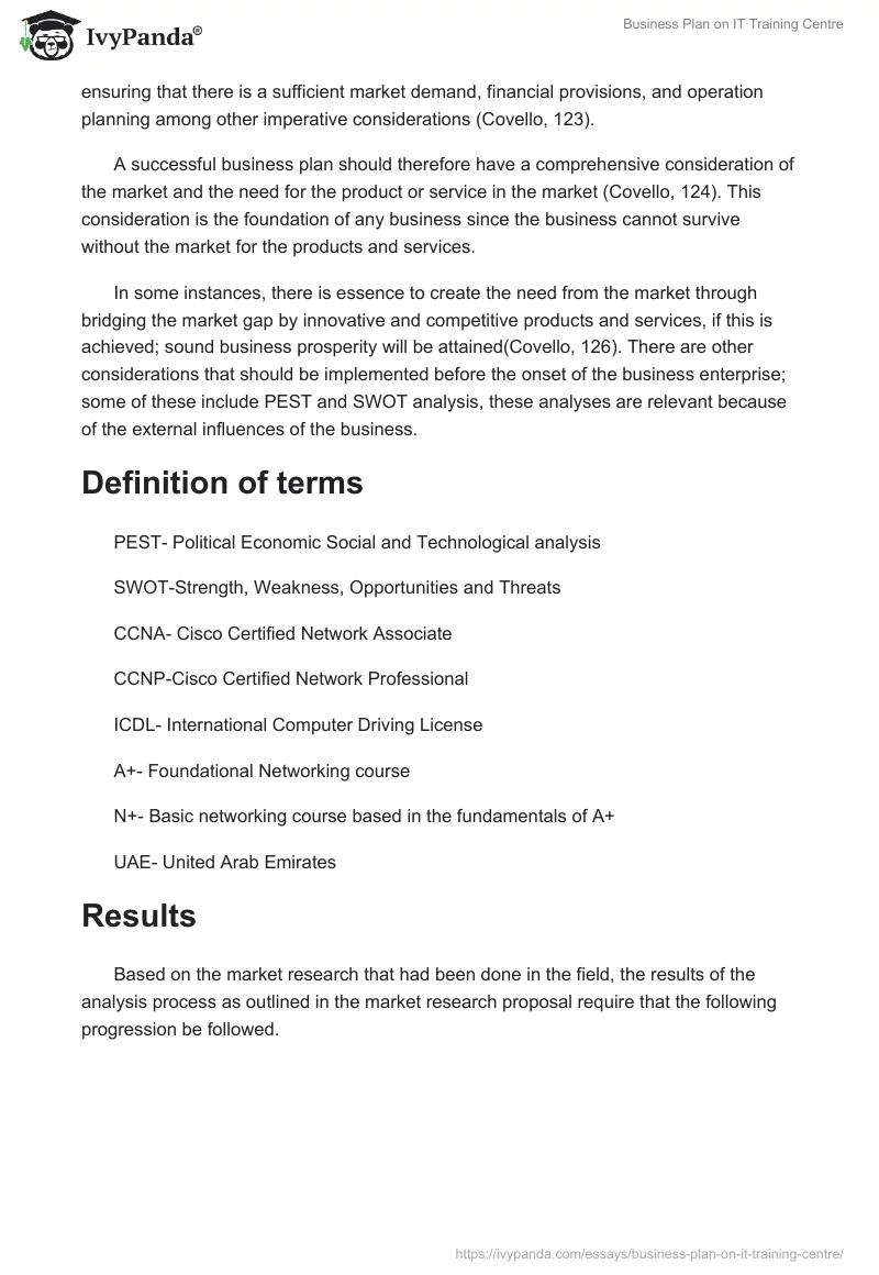 Business Plan on IT Training Centre. Page 3