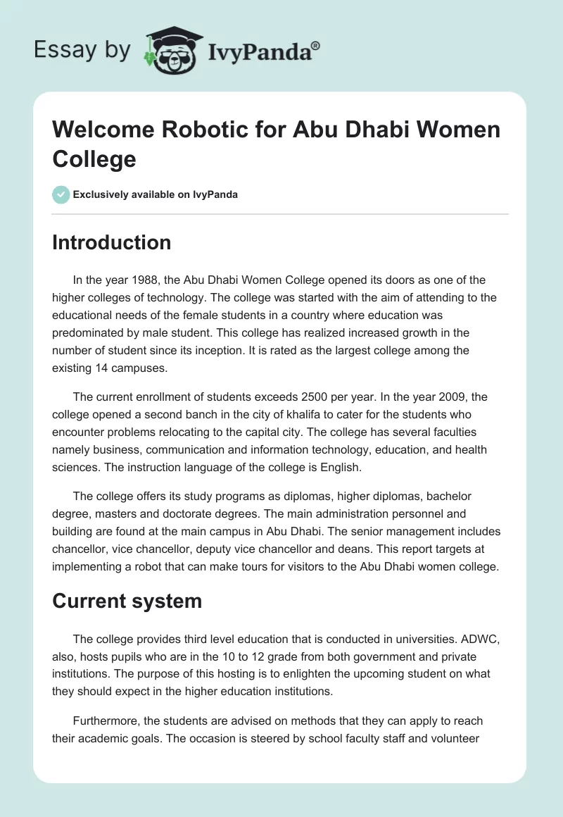 Welcome Robotic for Abu Dhabi Women College. Page 1