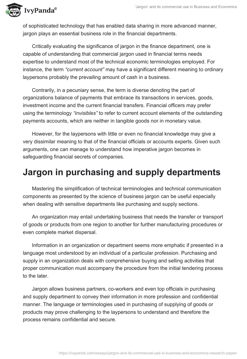 ‘Jargon’ and its commercial use in Business and Economics. Page 5