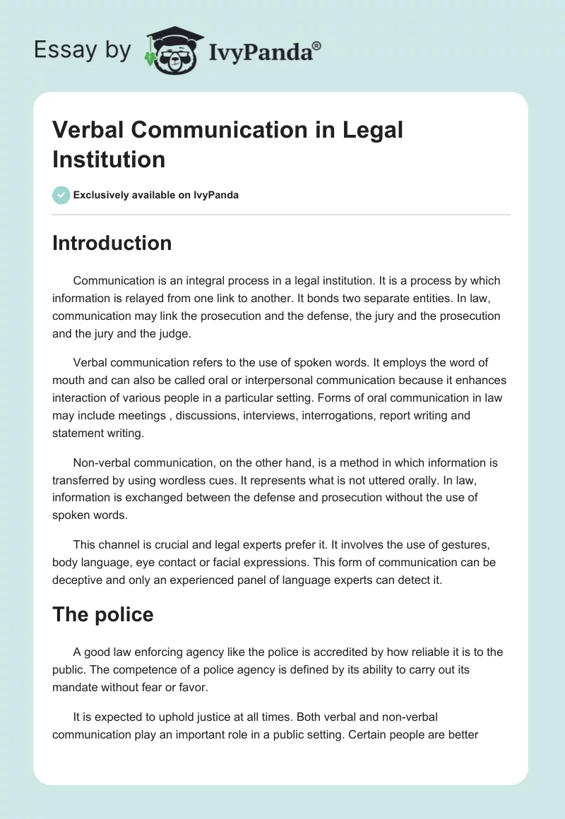 Verbal Communication in Legal Institution. Page 1