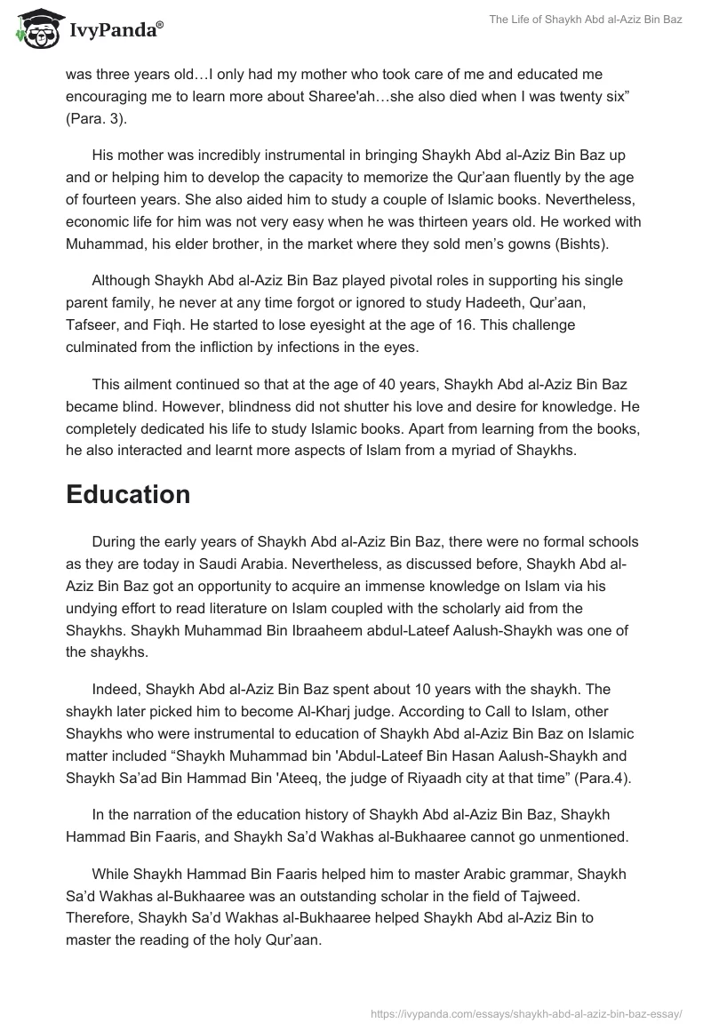 The Life of Shaykh Abd al-Aziz Bin Baz. Page 2