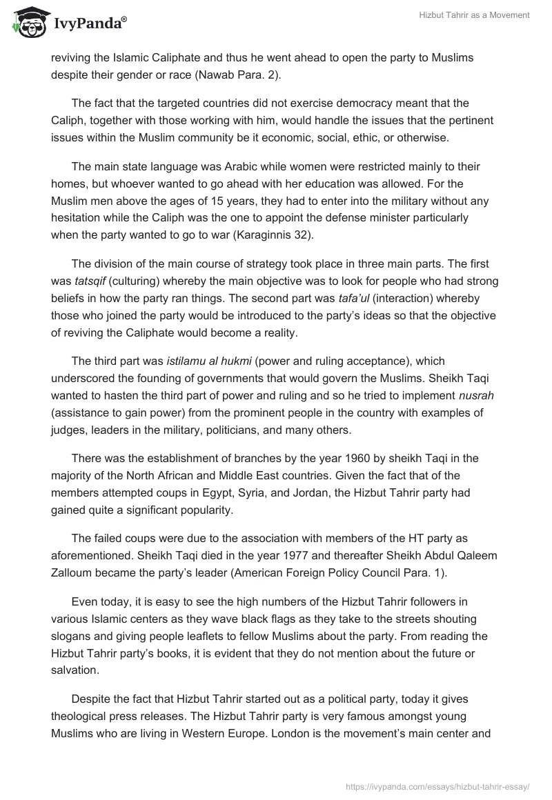 Hizbut Tahrir as a Movement. Page 2