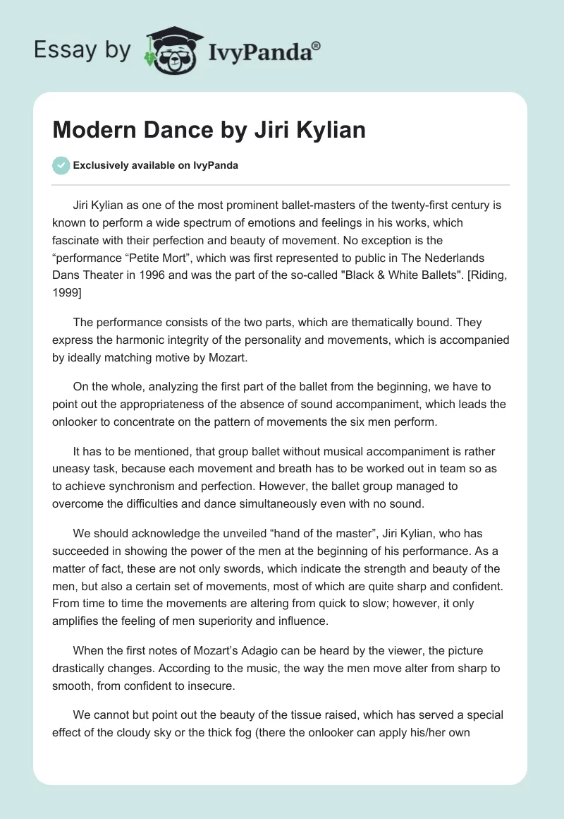 Modern Dance by Jiri Kylian. Page 1
