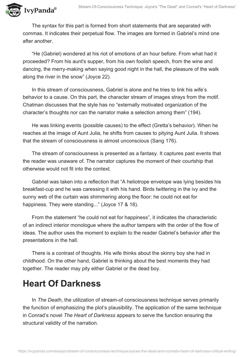 Stream-of-Consciousness Technique: Joyce's “The Dead” and Conrad's “Heart of Darkness”. Page 3