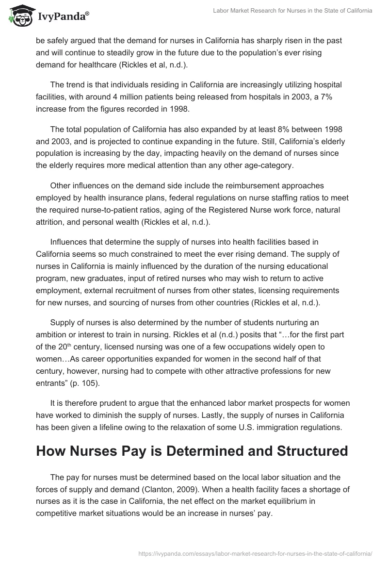 Labor Market Research for Nurses in the State of California. Page 2