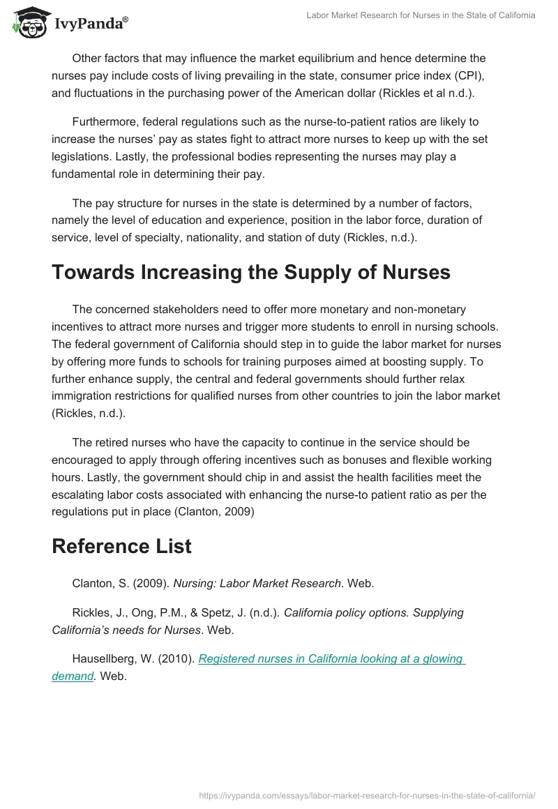 Labor Market Research for Nurses in the State of California. Page 3