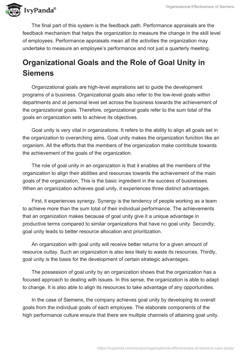 Organizational Effectiveness of Siemens. Page 4