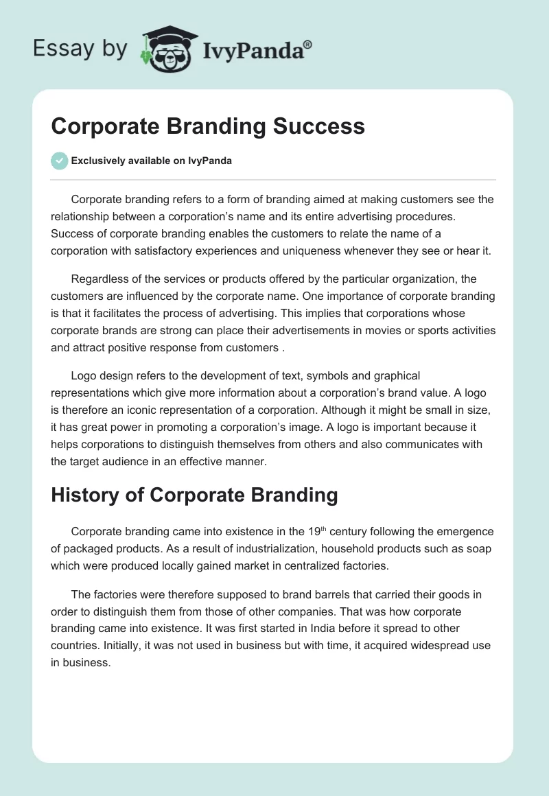 Corporate Branding Success. Page 1