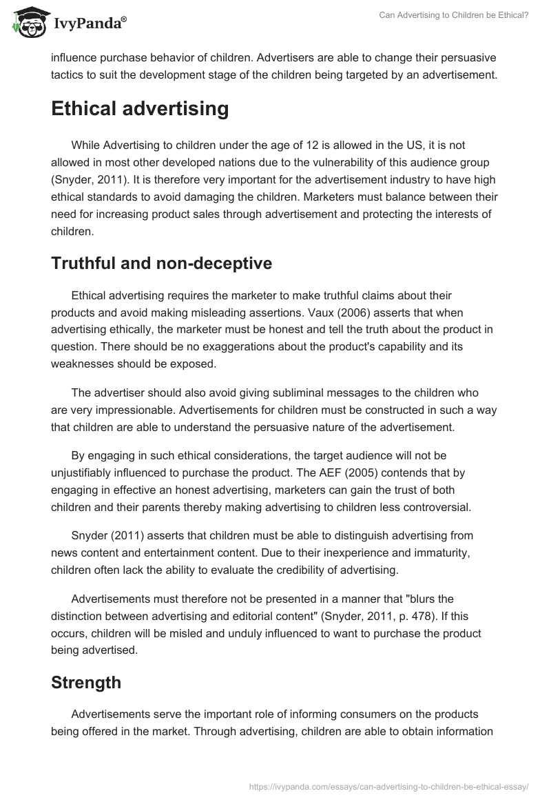 Can Advertising to Children be Ethical?. Page 3