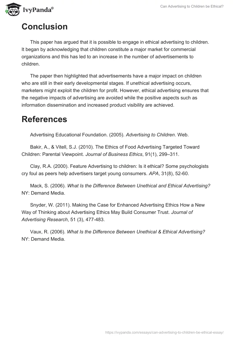 Can Advertising to Children be Ethical?. Page 5