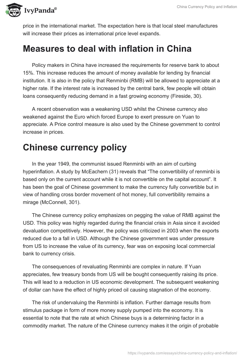 China Currency Policy and Inflation. Page 3