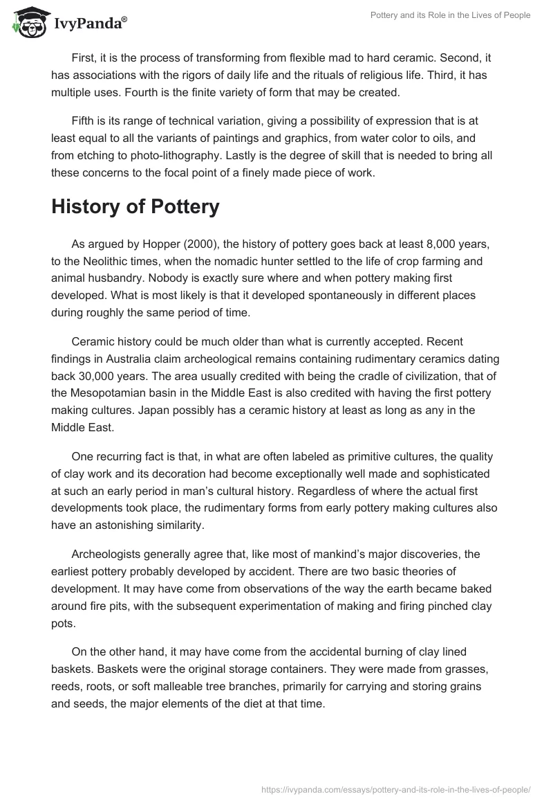 Pottery and its Role in the Lives of People. Page 2